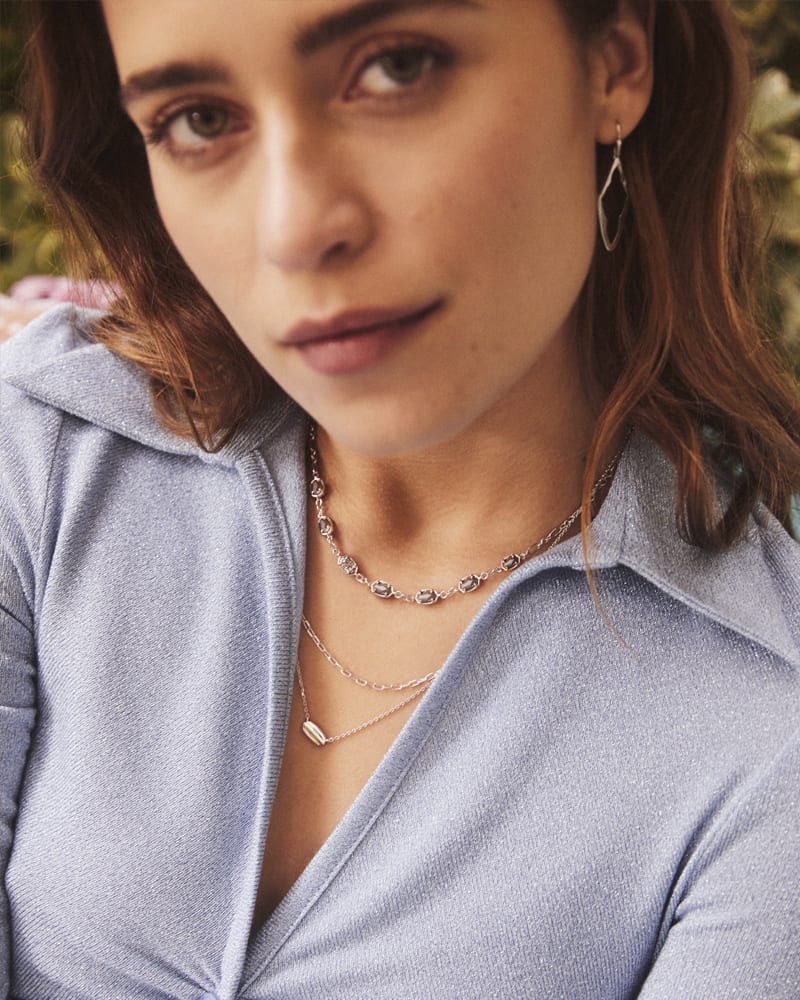 Emilie Silver Strand Necklace in Platinum Drusy image number 1
